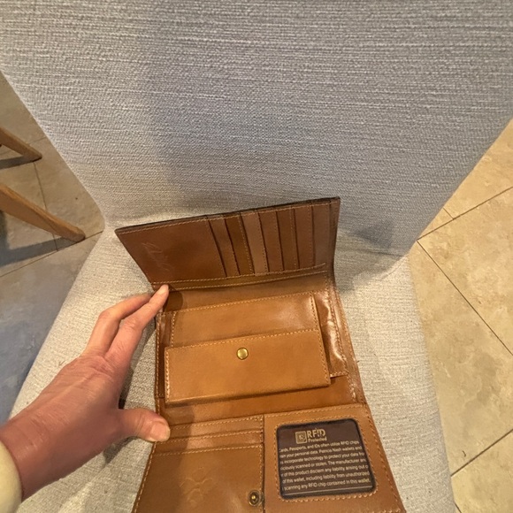 Patricia Nash Brown and Orange Floral Leather Wallet - Picture 5 of 7